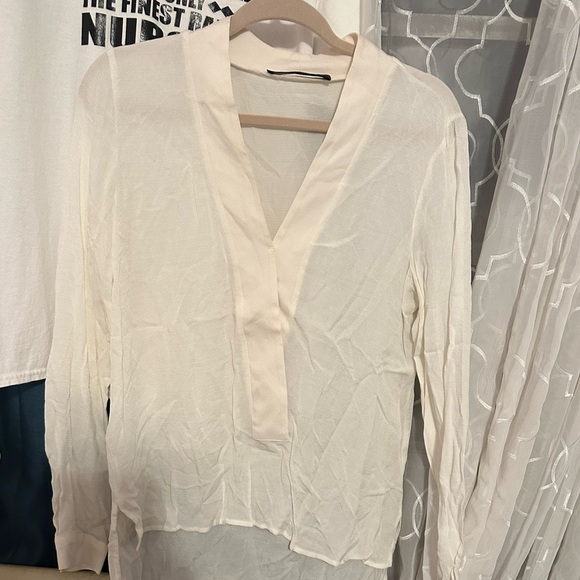 Zara Tops - Zara Cream V-Neck Blouse